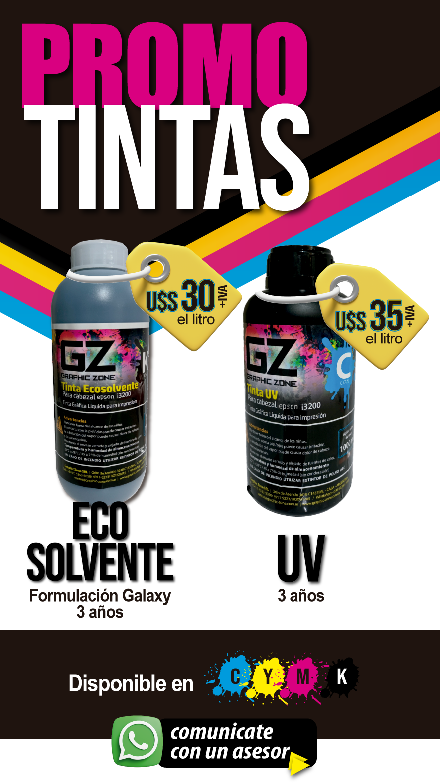 PROMO TINTAS ECOSOLVENTE Y UV